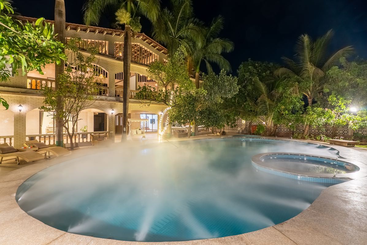Pool with misting at Vanilla Estate